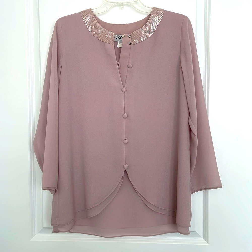 Patra 2-piece dress in dusky mauve with beaded collar